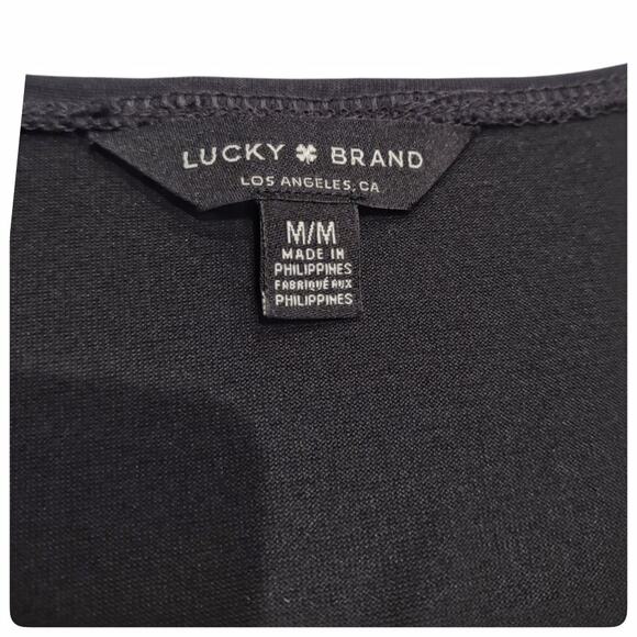 LUCKY BRAND Black Sueded Style Blouse Size M Peplum Waist Loose Flowing Top - Picture 10 of 11